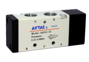 4A31008T AIRTAC CONTROL VALVE, 4A3 SERIES, SINGLE SOLENOID 4 WAY 2 POSITION AIR PILOTED, 1/4"NPT, NONE